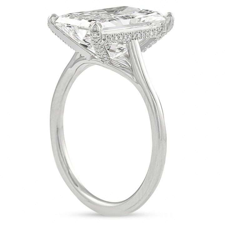 5 carat Radiant Cut Diamond Solitaire Engagement Ring flat