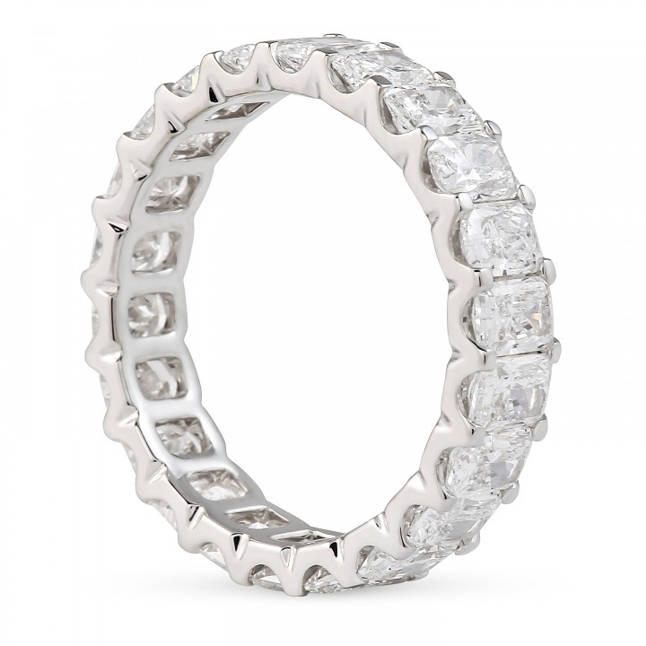 3.35 carat Radiant Cut Lab Diamond U-Shape Eternity Band flat