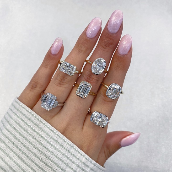3.54 carat Cushion Lab Diamond Bezel Set Invisible Gallery­™ Ring flat