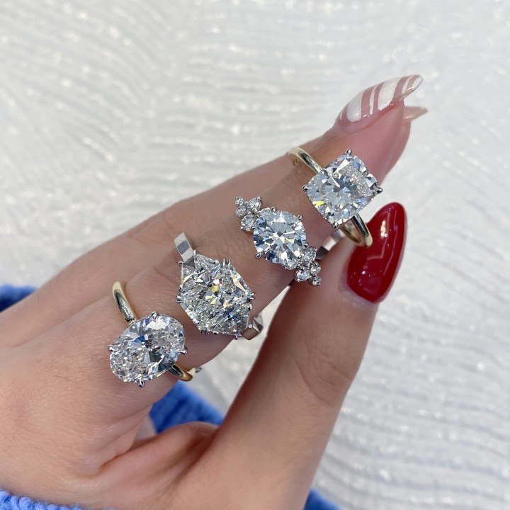 3 carat Cushion Cut Diamond Signature Wrap Solitaire Ring two-tone yellow gold white gold