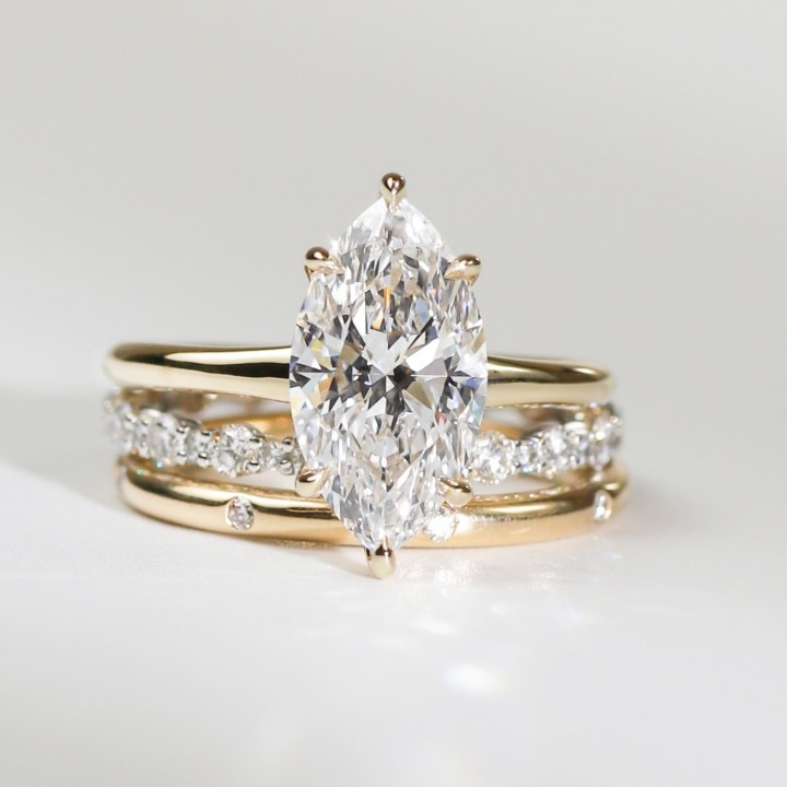 2.72 Carat Marquise Cut Lab Diamond Ring flat