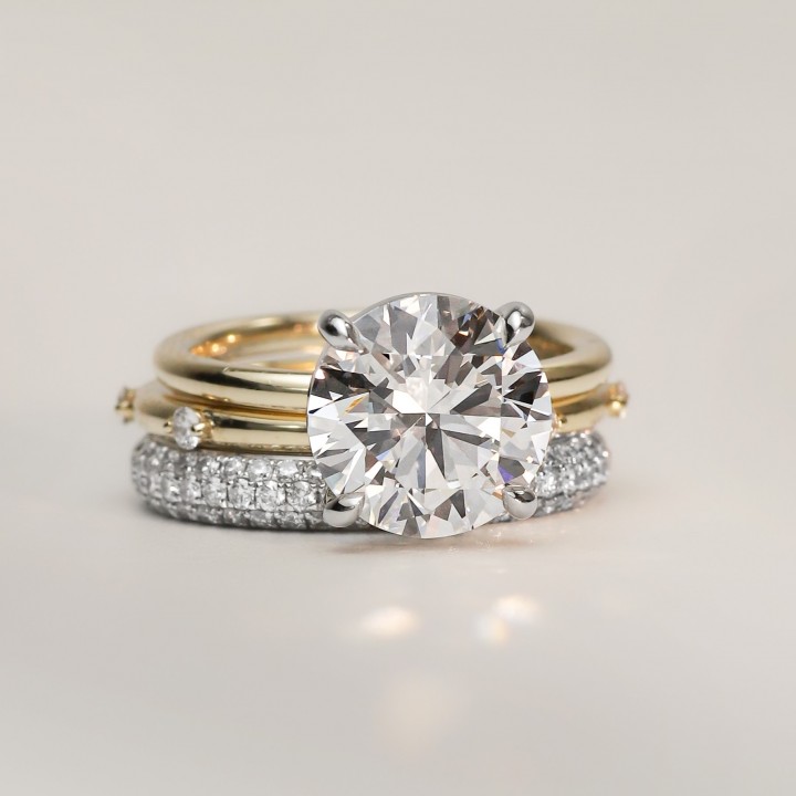 2.70 carat Round Lab Diamond Two-Tone Solitaire Ring flat