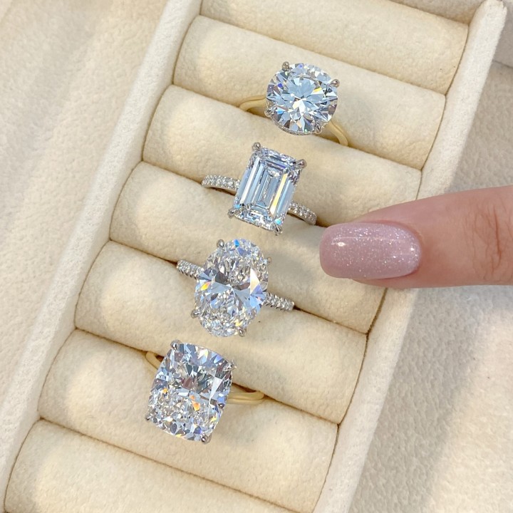 4.53 carat Emerald Cut Lab Diamond Engagement Ring flat