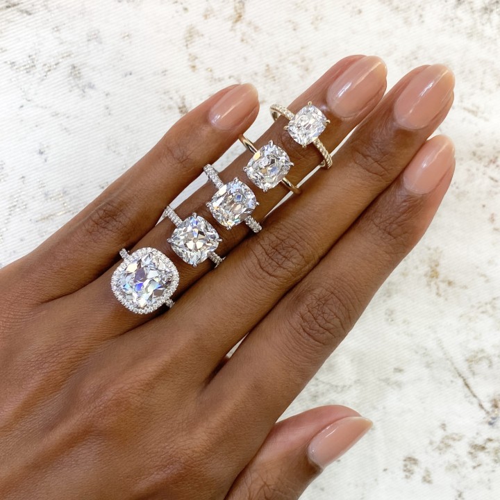 3.61 carat Antique Cushion Cut Lab Diamond Ring flat