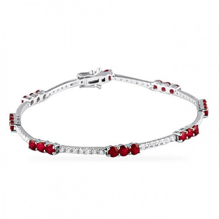 Diamond and Ruby 18K White Gold Bracelet