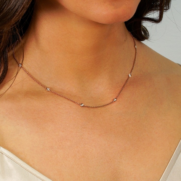 .55 carat TW Diamond by the Yard Rose Gold Necklace
