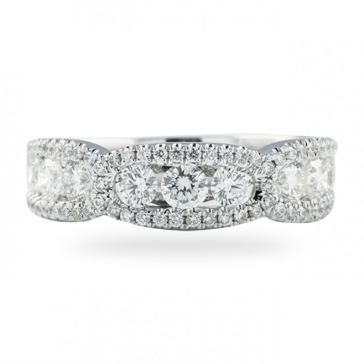1.11 CT FLOATING DIAMOND WHITE GOLD WEDDING BAND 
