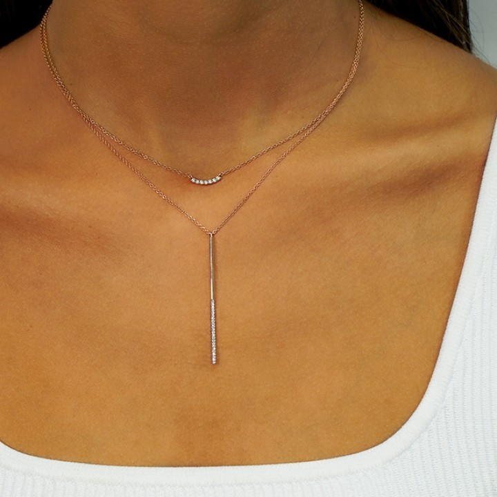 Mini Curved Diamond Necklace