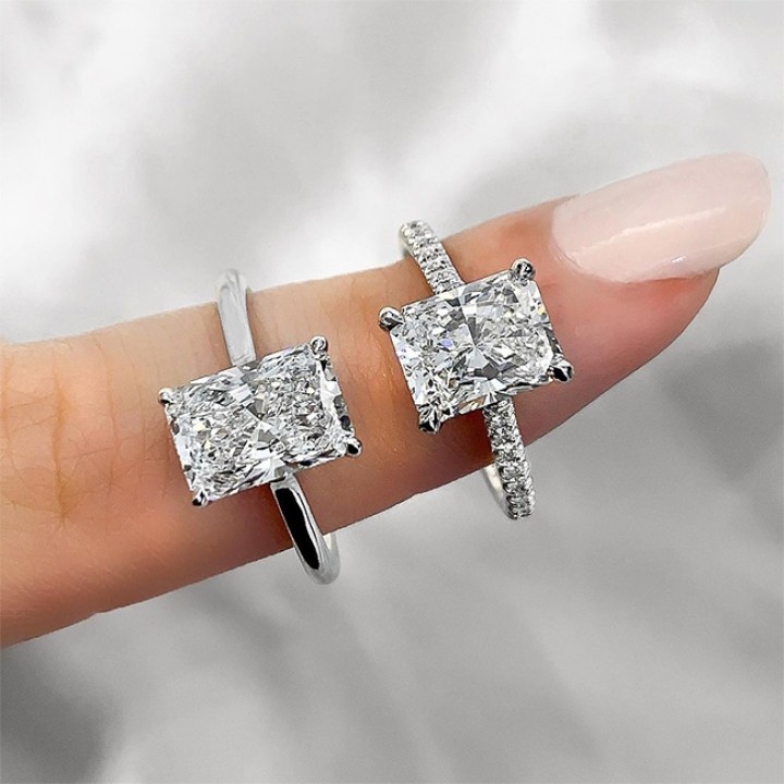 2.20 carat Lab Grown Radiant Diamond Solitaire Ring flat