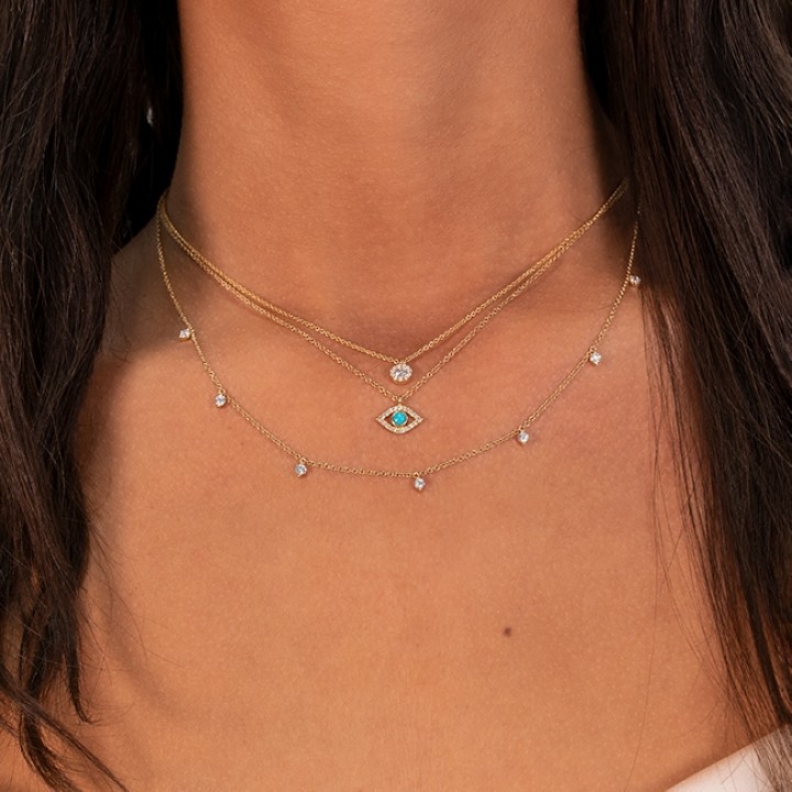 Diamond Disc Necklace yellow gold 