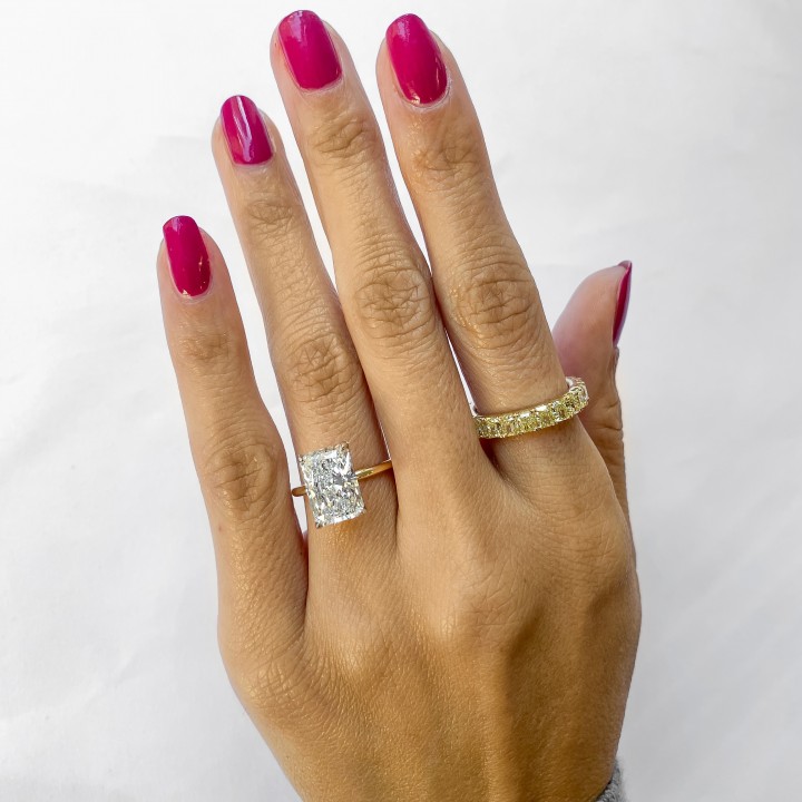 4.78 carat Radiant Cut Yellow Diamond Eternity Band flat