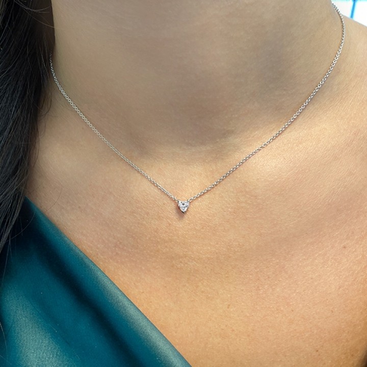 Heart Shape Diamond Solitaire Pendant close up view