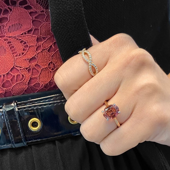 Pink Tourmaline Rose Gold Solitaire Ring
