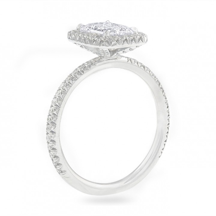 1.20 carat Emerald Cut Diamond Halo Engagement Ring flat