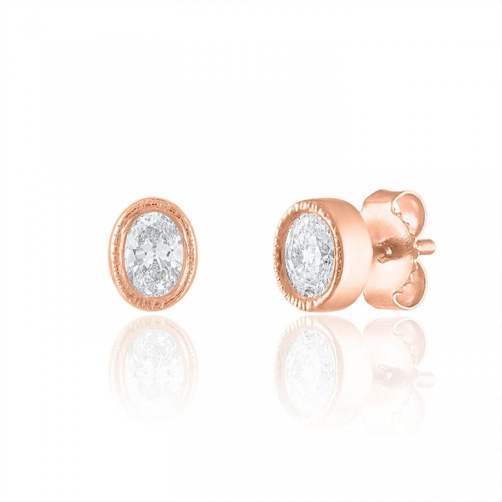 Milgrain Oval Bezel Studs