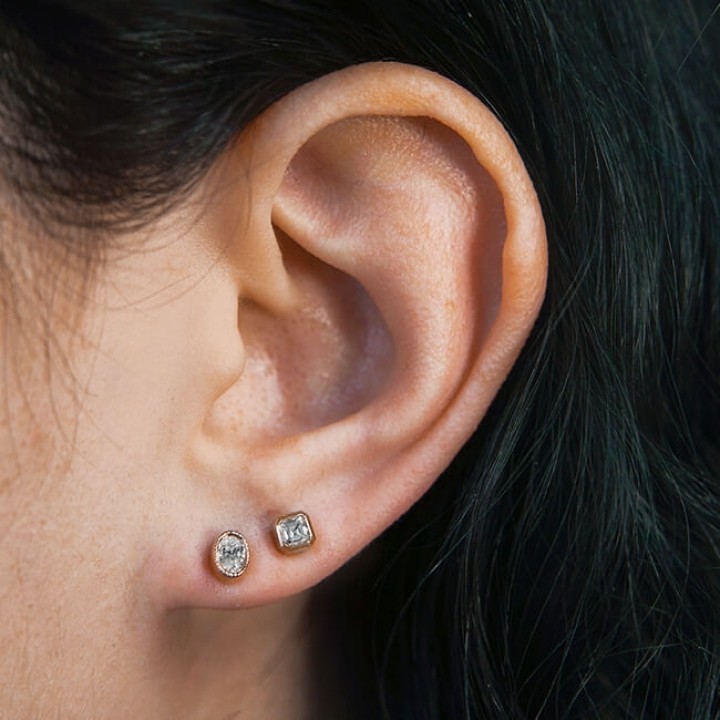 Milgrain Oval Bezel Studs