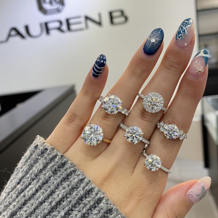 3.51 carat Round Lab Diamond U-Shape Band Ring flat