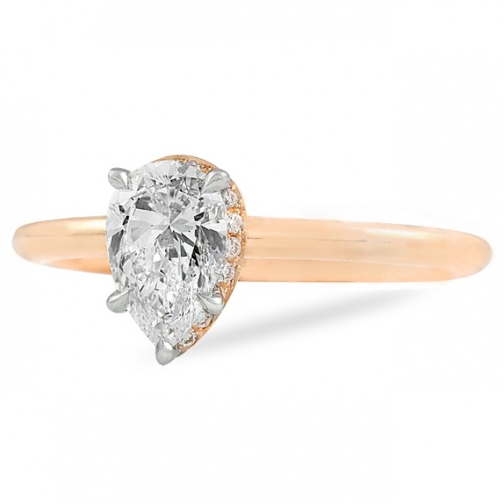 hidden halo pear shape ring