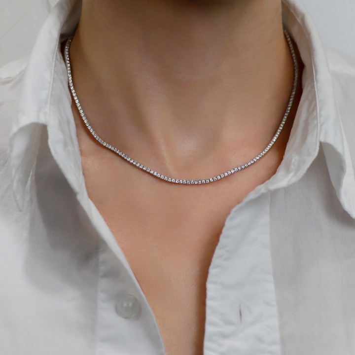 4 carat TW Dainty Four Prong Tennis Necklace