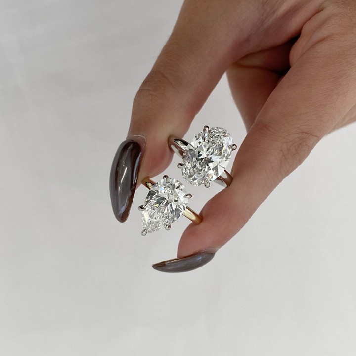 4.34 carat Pear Lab Diamond Solitaire Ring flat