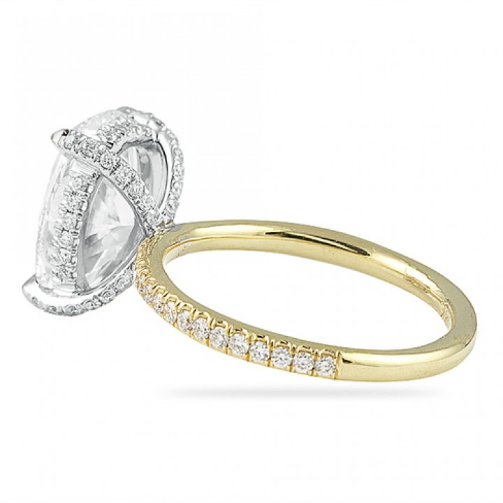 2.75 Carat Oval Diamond Fully Encrusted Basket Engagement Ring top