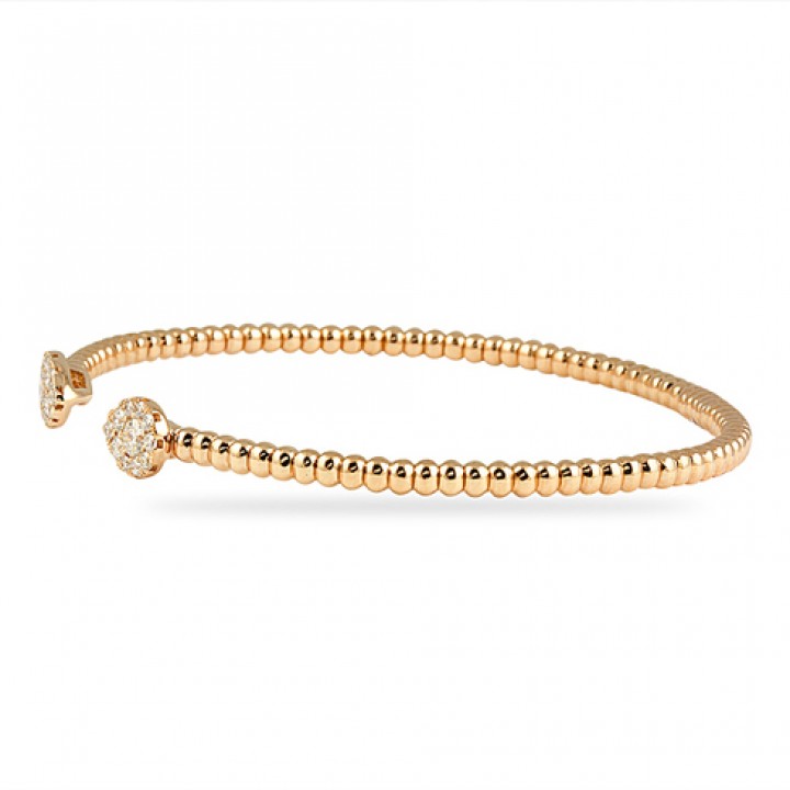 Diamond 18k Rose Gold Open Bangle Bracelet