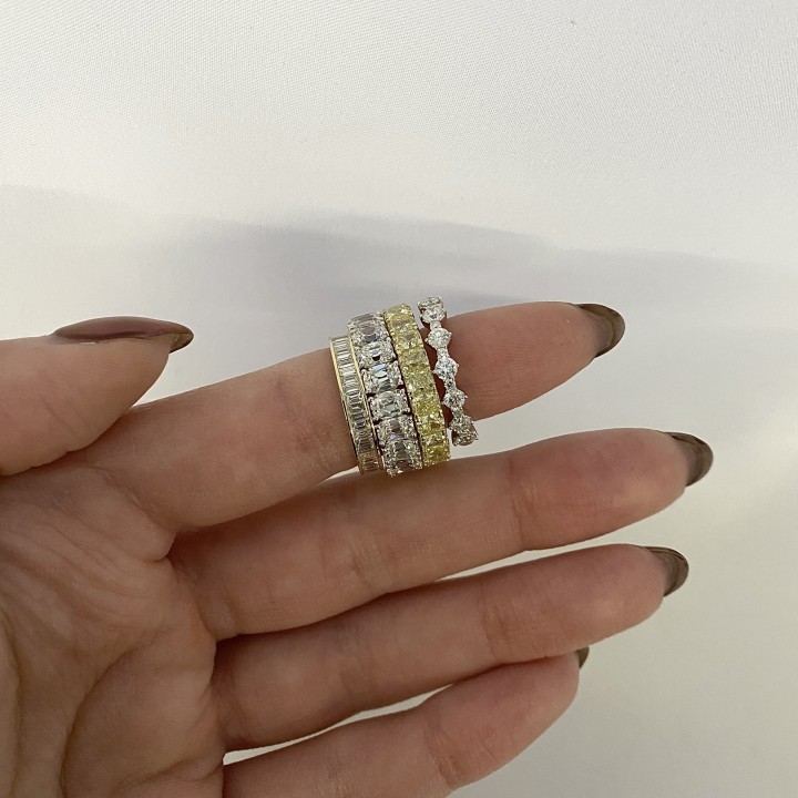 4.78 carat Radiant Cut Yellow Diamond Eternity Band flat