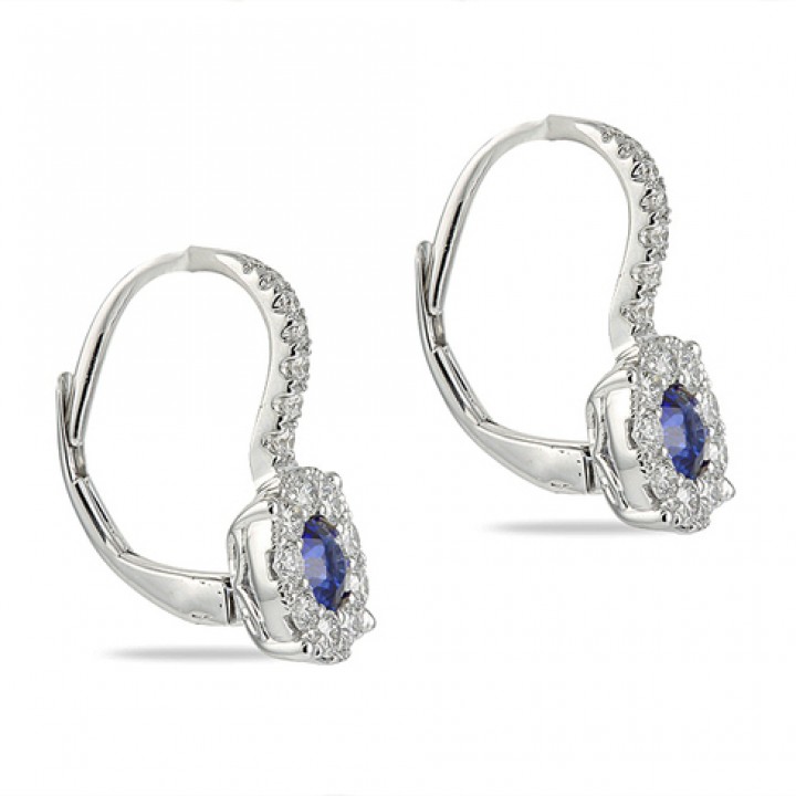 ROUND SAPPHIRE IN DIAMOND HALO EARRINGS