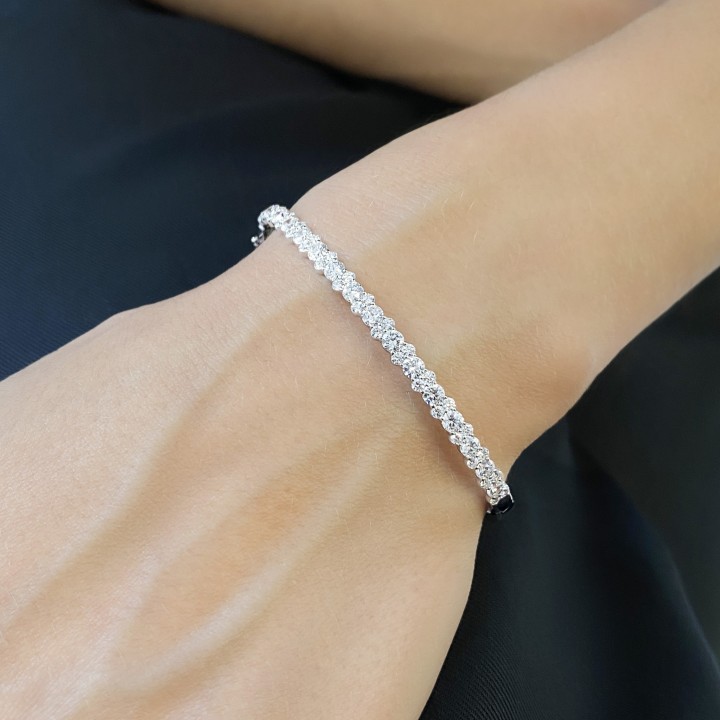 2.61 carat Lab Diamond Cluster Bangle Bracelet flat