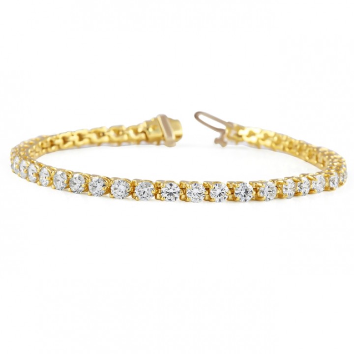 6.60 carat Lab Grown Diamond Yellow Gold Tennis Bracelet flat