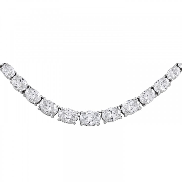12.56 carat Oval Lab Diamond Graduating Tennis Necklace