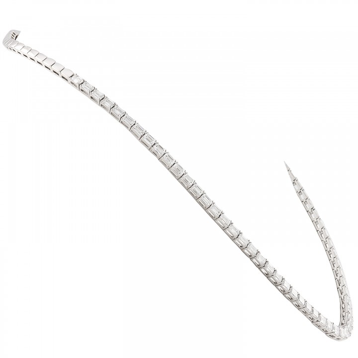 13.41 carat Emerald Cut Lab Diamond Graduating Tennis Necklace front