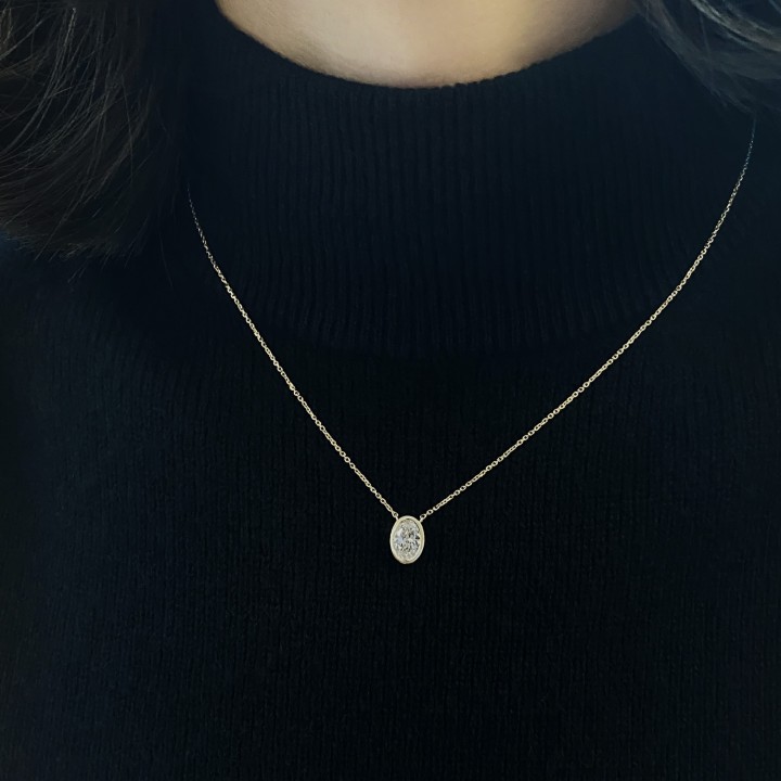 1.55 carat Oval Lab Diamond Bezel Pendant wg