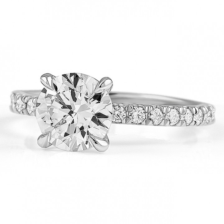 1.56ct Round Lab Diamond Pave Engagement Ring top
