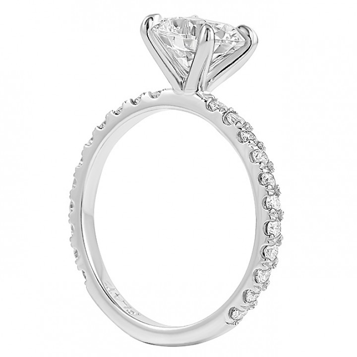 1.56ct Round Lab Diamond Pave Engagement Ring top
