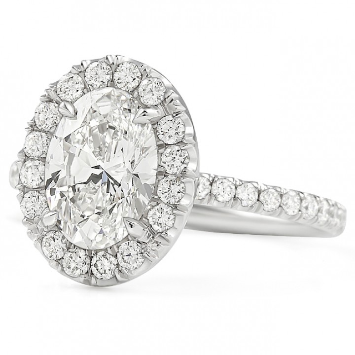 1.61 carat Oval Lab Grown Diamond Halo Engagement Ring front