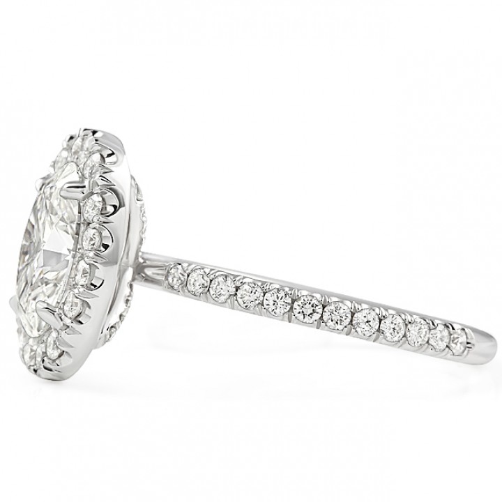 1.61 carat Oval Lab Grown Diamond Halo Engagement Ring front
