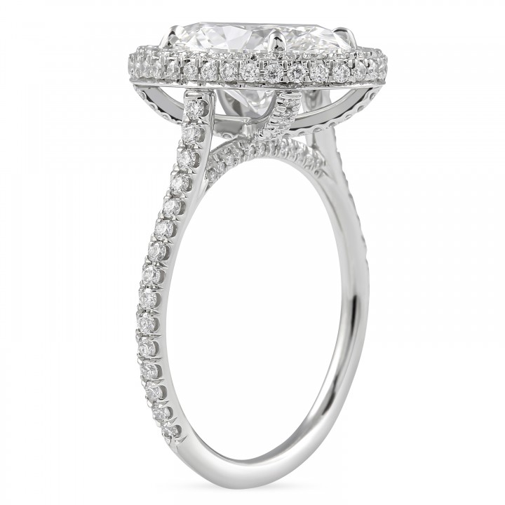 2.73 carat Oval Lab Diamond Double Edge Halo Engagement Ring flat
