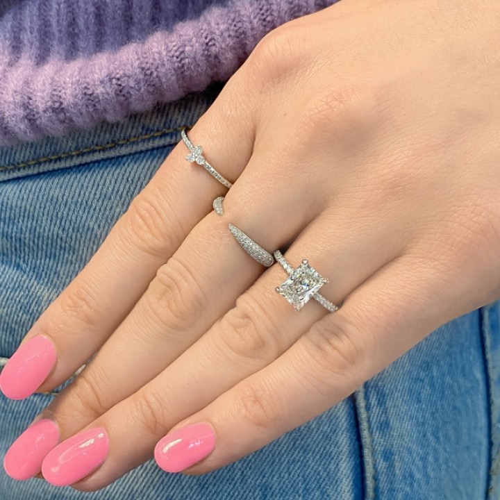 1.61ct Radiant Cut Lab Diamond Engagement Ring front