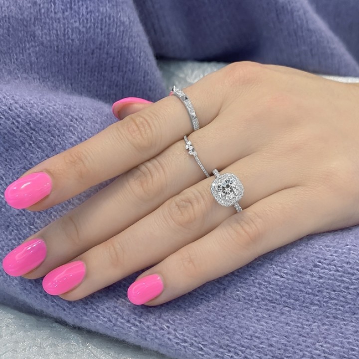 1.53ct Cushion Cut Lab Diamond Halo Engagement Ring top