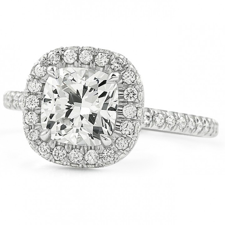 1.53ct Cushion Cut Lab Diamond Halo Engagement Ring top