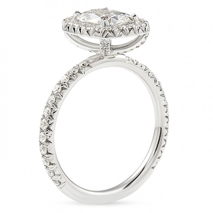 1.56ct Cushion Cut Lab Diamond Fishtail Halo Engagement Ring top