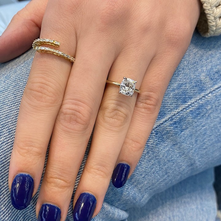 1.7ct Cushion Cut Lab Diamond Solitaire Engagement Ring top