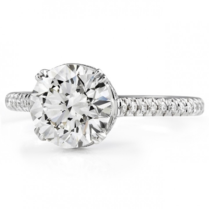 2.02ct Round Lab Diamond Cathedral Engagement Ring flat