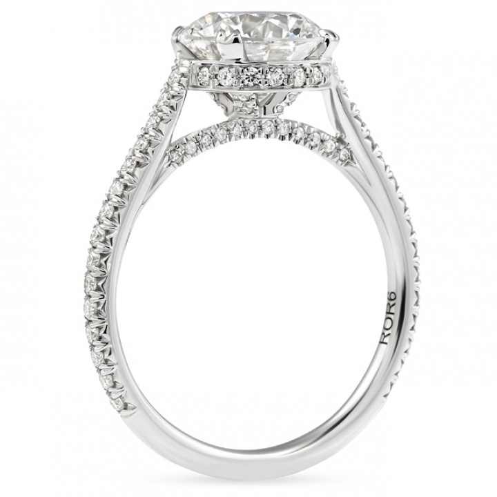 2.02ct Round Lab Diamond Cathedral Engagement Ring flat