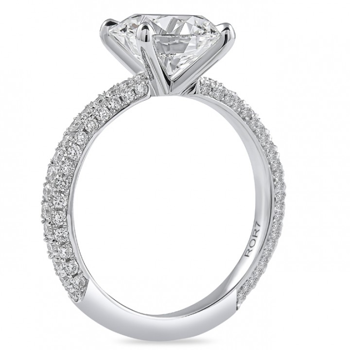 2.73ct Round Lab Diamond Three Row Engagement Ring flat