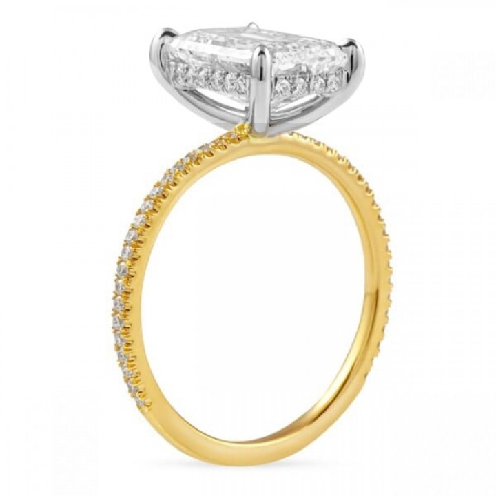 2.73 carat Hybrid Step Cut Lab Diamond Two-Tone Ring flat