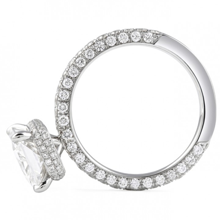 3.71 carat Radiant Cut Lab Diamond Hidden Halo Ring flat
