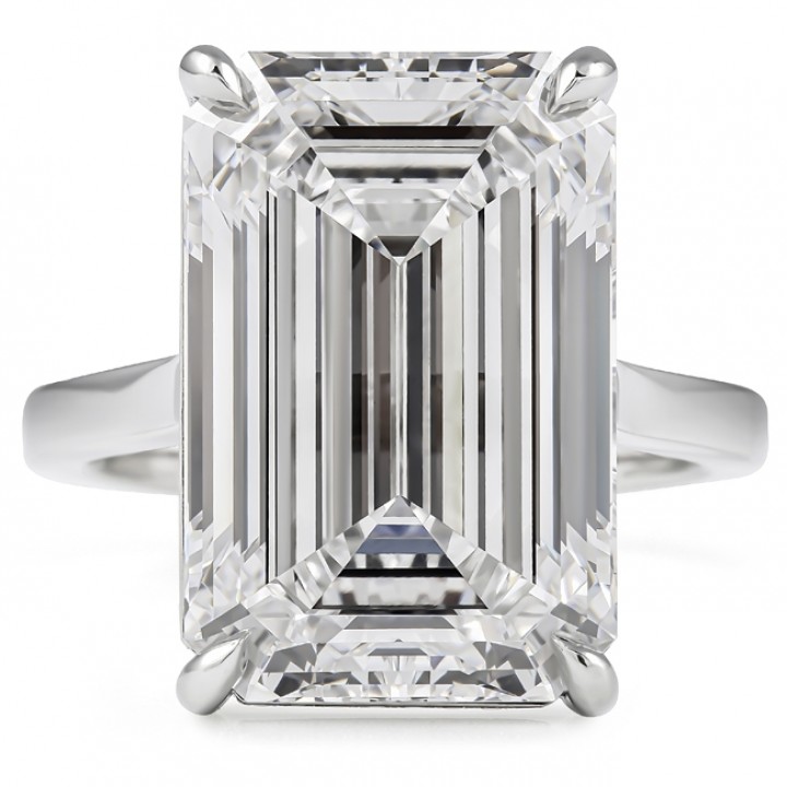 12.01 carat Emerald Cut Lab Diamond Engagement Ring top