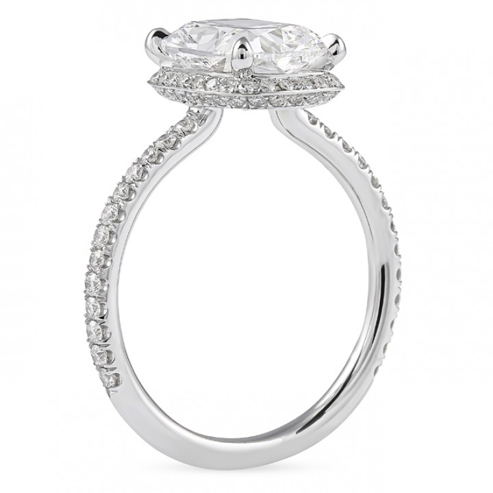 2.37 carat Cushion Cut Lab Diamond Hidden Halo™ Ring flat